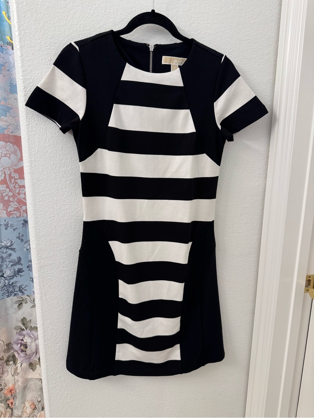 Michael Kors Black & White Striped Short Sleeve Dress 2